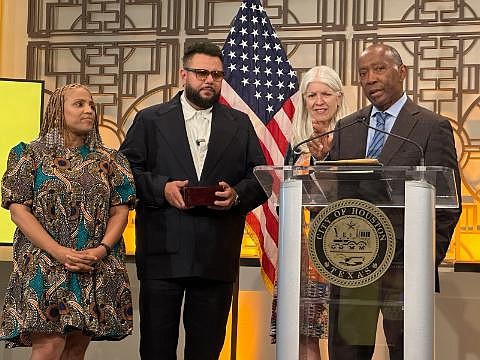 Houston City Councilwoman Tiffany Thomas, Mo, and Mayor Sylvester Turner