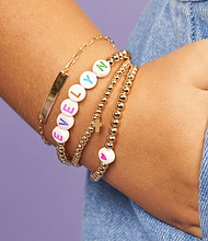 Kid Custom Name Stretch Bracelet 

Price: $40

Where to buy: shoplemel.com