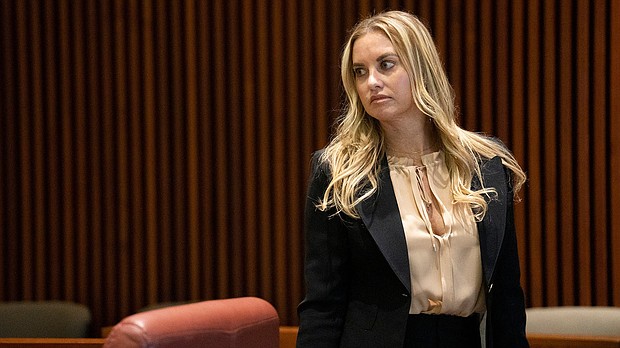 Dr. Katherine Roxanne Grawe, known to her online followers and patients as "Dr. Roxy," appears at a medical board hearing in Columbus, Ohio, on July 12. Grawe had her state medical license revoked permanently on Wednesday.
Mandatory Credit:	Courtney Hergesheimer/Columbus Dispatch/USA TODAY NETWORK