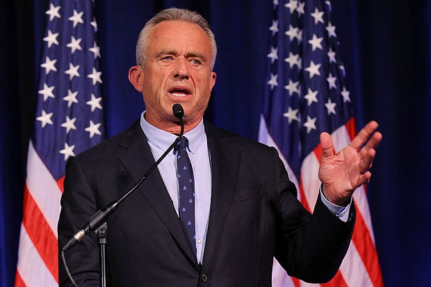 Democratic presidential candidate Robert F. Kennedy Jr. has a history of repeatedly sharing unfounded conspiracies that man-made chemicals in the environment could be making children gay or transgender and causing the feminization of boys and masculinization of girls.
Mandatory Credit:	Brian Snyder/Reuters