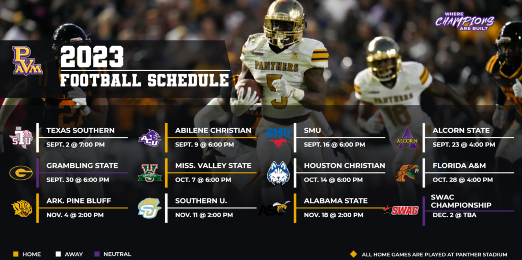 PVAMU Panther Football announces kickoff times for upcoming 2023 season ...