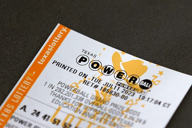 A Powerball lottery ticket seen Wednesday in Houston.
Mandatory Credit:	Aaron M. Sprecher/AP