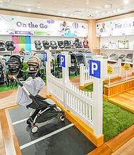The new store features samples of different terrains, such as grass and cement, for shoppers to sample strollers in different environments.
Mandatory Credit:	Jarrett Birnbaum/American Dream