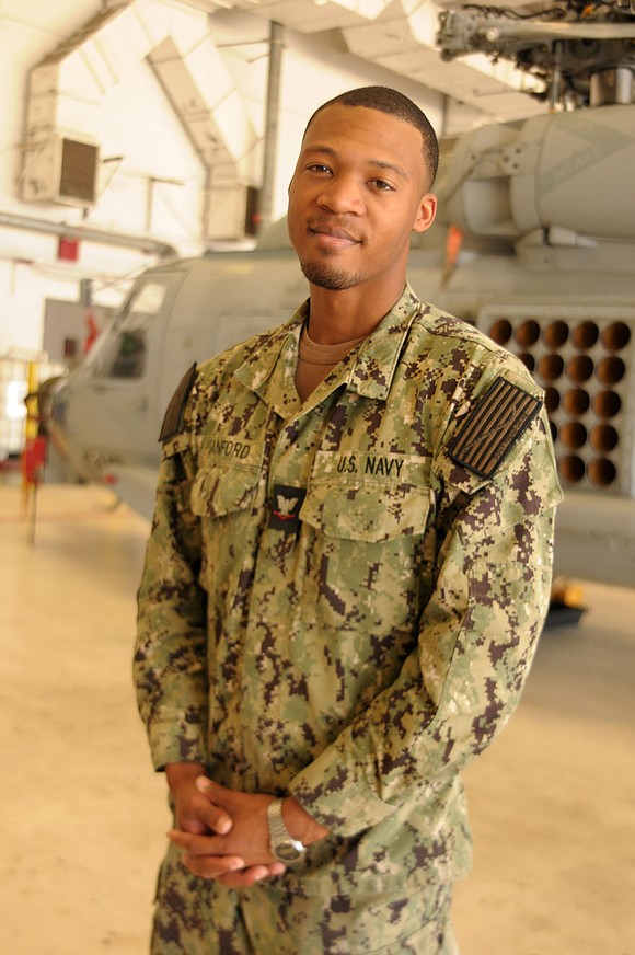 Petty Officer 3rd Class Nijell Sanford, a native of Houston, Texas, serves with Helicopter Maritime Strike Squadron (HSM) 40, based …