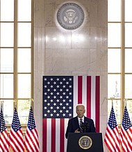 President Joe Biden speaks on June 28, 2023, about his economic policies at the old main post office in Chicago. ((Brian Cassella Chicago Tribune/TNS))