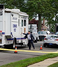 Authorities search Heuermann's home on July 18, in Massapequa Park, New York.
Mandatory Credit:	John Minchillo/AP