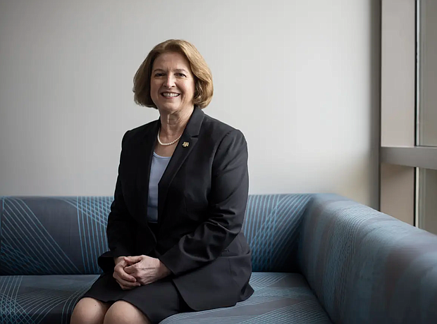 Texas A&M University President M. Katherine Banks at the Zachry Engineering Education Complex in College Station on March 30, 2021. Credit: Mark Felix for The Texas Tribune