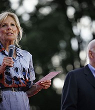 US First Lady Jill Biden, seen here in Washington, DC, on July 4, will travel to Paris next week to celebrate the US rejoining UNESCO.
Mandatory Credit:	Ting Shen/Bloomberg/Getty Images