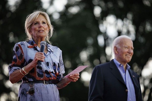 US First Lady Jill Biden, seen here in Washington, DC, on July 4, will travel to Paris next week to celebrate the US rejoining UNESCO.
Mandatory Credit:	Ting Shen/Bloomberg/Getty Images
