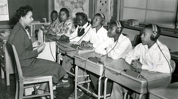 Students at Kendall School Division II for Negroes, a segregated private K-12 school for Black deaf students that operated on Gallaudet's campus in the early 1950s.
Mandatory Credit:	Courtesy Gallaudet University