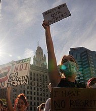 Hundreds of people rallied at the Ohio Statehouse and marched through downtown Columbus in support of abortion after the Supreme Court overturned Roe vs. Wade on June 24, 2022.
Mandatory Credit:	Barbara J. Perenic/Columbus Dispatch/USA Today Network