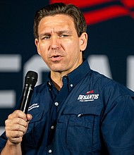 Republican presidential candidate and Florida Gov. Ron DeSantis speaks during a campaign rally on June 26, in Eagle Pass, Texas.
Mandatory Credit:	Brandon Bell/Getty Images North