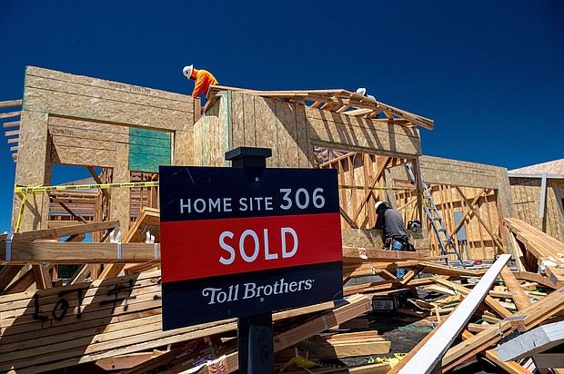 Pictured is a "Sold" sign outside a house under construction at Folsom housing community in Folsom, California, last month.
Mandatory Credit:	David Paul Morris/Bloomberg/Getty Images