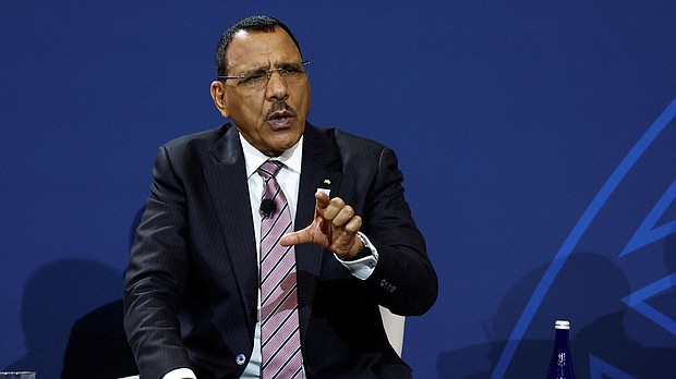 Niger's President Mohamed Bazoum, pictured on December 13, 2022, was reportedly seized by members of the presidential guard on Wednesday.
Mandatory Credit:	Evelyn Hockstein/Pool/Reuters