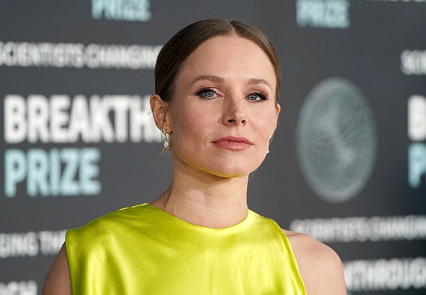 Kristen Bell arrives at the ninth Breakthrough Prize ceremony on Saturday, April 15, 2023, at The Academy Museum of Motion Pictures in Los Angeles.
Mandatory Credit:	Jordan Strauss/Invision/AP