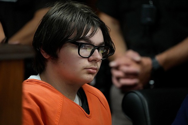 Ethan Crumbley sits in court, Thursday, July 27, in Pontiac, Michigan.
Mandatory Credit:	Carlos Osorio/AP