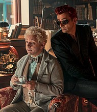 Michael Sheen and David Tennant in Season 2 of Amazon's "Good Omens."
Mandatory Credit:	Mark Mainz/Prime Video
