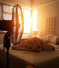 Fans, lukewarm showers, and watching what you eat and drink are a few of the many tips on how to sleep during a heat wave.
Mandatory Credit:	brazzo/iStockphoto/Getty Images