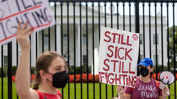 Protestors march outside the White House on September 19, 2022 to call attention to those suffering from long Covid-19. Up to 23 million people in the US could have long Covid, according to estimates.
Mandatory Credit:	Nathan Posner/Anadolu Agency/Getty Images