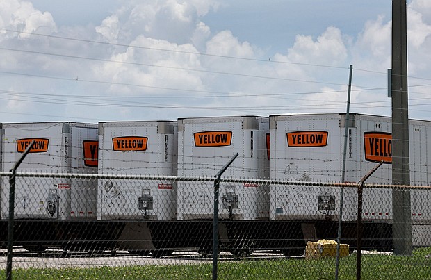 Yellow Corp. trailers sit at a terminal in Florida on Friday.
Mandatory Credit:	Joe Raedle/Getty Images