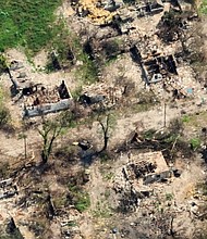 Images from drone footage show the extensive damage to Staromayorske, Ukraine.
Mandatory Credit:	CNN