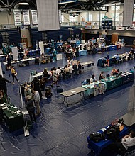 Attendees at a career fair at a community college in Bolivia, North Carolina, US, on Thursday, April 20, 2023.
Mandatory Credit:	Allison Joyce/Bloomberg/Getty Images
