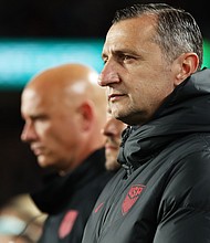 Vlatko Andonovski looks on during the USA's draw against Portugal at the Women's World Cup.
Mandatory Credit:	Buda Mendes/Getty Images