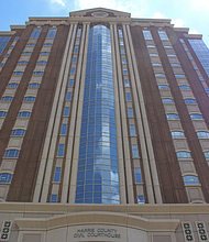 Pictured is the Harris County Civil Courthouse located in downtown Houston._Credit:Macie Kelly/Houston Public Media