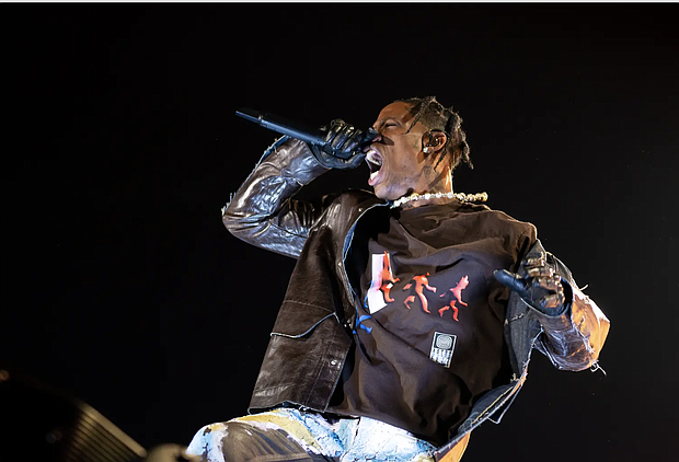 Travis Scott performs at his third annual Astroworld Festival in Houston on Nov. 5, 2021. Ten fans died during a crowd surge at the concert. Credit: Jennifer Lake/Sipa USA via REUTERS