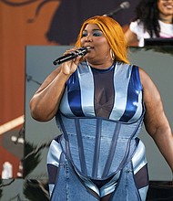 Lizzo performs at the 2023 New Orleans Jazz & Heritage Festival on April 28, at the Fair Grounds Race Course in New Orleans.
Mandatory Credit:	Amy Harris/Invision/AP