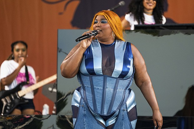Lizzo performs at the 2023 New Orleans Jazz & Heritage Festival on April 28, at the Fair Grounds Race Course in New Orleans.
Mandatory Credit:	Amy Harris/Invision/AP