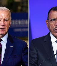 President Joe Biden and Niger's President Mohamed Bazoum appear in this split image.
Mandatory Credit:	Getty Images/AP