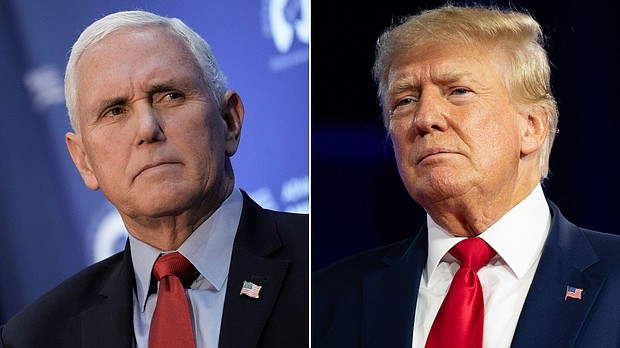 Former Vice President Mike Pence, left, and former President Donald Trump are pictured in this split image.
Mandatory Credit:	Getty Images