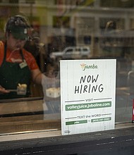 The US economy gained just 187,000 jobs in July. A "Now Hiring" sign is pictured at Jamba Juice in San Francisco, on June 26.
Mandatory Credit:	David Paul Morris/Bloomberg/Getty Images