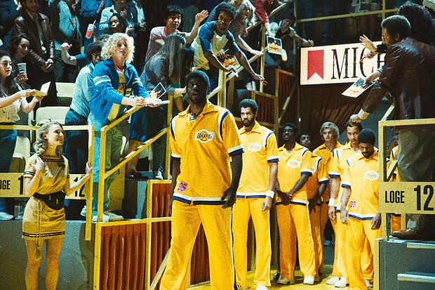 Magic Johnson (Quincy Isaiah) leads the Lakers onto the court in Season 2 of "Winning Time: The Rise of the Lakers Dynasty."
Mandatory Credit:	HBO