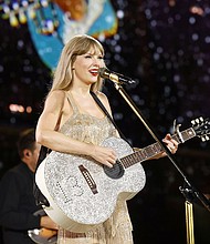 Taylor Swift performs onstage during "Taylor Swift | The Eras Tour" at SoFi Stadium on August 3.
Mandatory Credit:	Emma McIntyre/Getty Images