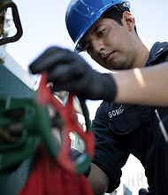 Aviation Boatswain’s Mate (Aircraft Handling) 3rd Class Mario Gomez
SAN DIEGO, CA, UNITED STATES
08.02.2023
Photo by Petty Officer 3rd Class Austyn Riley
USS Tripoli (LHA 7)