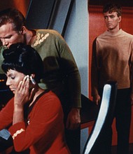 William Shatner, Leonard Nimoy and Nichelle Nichols in the original "Star Trek" TV series. Nichols' portrayal of Lt. Uhura is still considered groundbreaking to this day.
Mandatory Credit:	Paramount Television/Kobal/Shutterstock