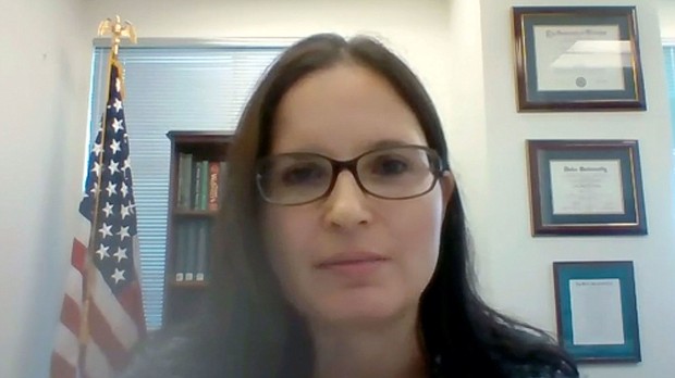 Judge Aileen Cannon, here in 2020, is asking the Justice Department and Donald Trump co-defendant Walt Nauta to weigh in on the legality of special counsel Jack Smith’s ongoing grand jury activity in Washington, DC.
Mandatory Credit:	US Senate/AP