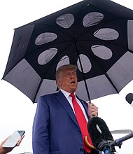 Former President Donald Trump, who is facing charges in Washington, DC for allegedly conspiring to overturn the results of the 2020 election, claimed on August 6 that he wouldn’t receive a fair trial in the nation’s Capital as he continues to rail against his latest indictment.
Mandatory Credit:	Alex Brandon/AP