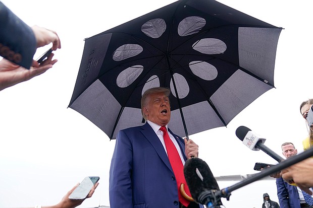 Former President Donald Trump, who is facing charges in Washington, DC for allegedly conspiring to overturn the results of the 2020 election, claimed on August 6 that he wouldn’t receive a fair trial in the nation’s Capital as he continues to rail against his latest indictment.
Mandatory Credit:	Alex Brandon/AP