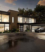 Rendering of a 2024 Chevrolet Silverado EV RST in a residential garage with simulated use of V2H technology. Simulated products shown. Actual production model may vary. Simulated vehicle shown. Actual production model may vary.