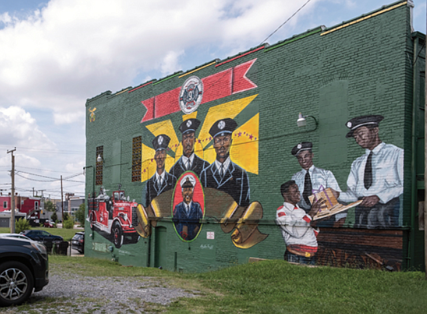 Seventy-three years ago, 10 men made history as the first Black firefighters in Richmond. In 2021 artists Sir James Thornhill, Jason Ford and Kevin Orlosky paid tribute to the firefighters with a mural painted on the wall of Mocha Temple on North 2nd Street in Jackson Ward. Charles L. Belle, William E. Brown, Douglas P. Evans, Harvey S. Hicks II, Warren W. Kersey, Bernard C. Lewis, Farrar Lucas, Arthur L. Page, Arthur C. St. John and Linwood M. Wooldridge manned Engine Company No. 9 in September in 1950, according to published reports.