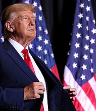 Former President and Republican presidential candidate Donald Trump attends a campaign event in Council Bluffs, Iowa, on July 7, 2023.
Mandatory Credit:	Scott Morgan/Reuters