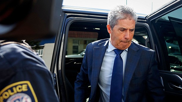 Carlos De Oliveira, property manager of former US President Donald Trump's Mar-a-Lago estate in Palm Beach, arrives at the Alto Lee Adams Sr. US Courthouse in Fort Pierce, Florida, on August 10.
Mandatory Credit:	Eva Marie Uzcategui/AFP/Getty Images