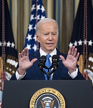 President Joe Biden speaks to reporters at the White House on Nov. 9, 2022. Biden's efforts to preserve the expanded child tax credit ran into unified Republican opposition and the defection of a crucial Senate Democrat. (Doug Mills/The New York Times) (NYT)
