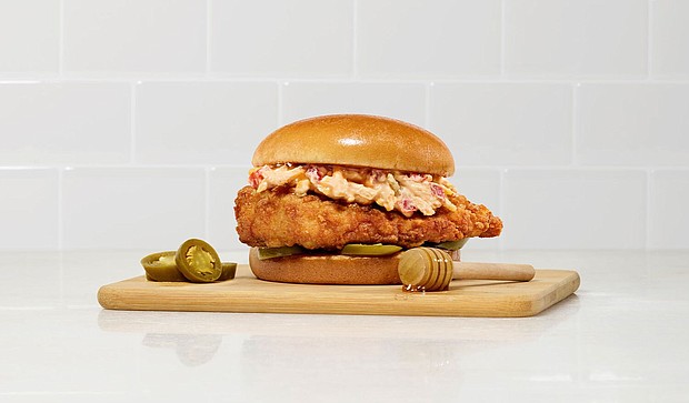 Chick-fil-A's new creation and limited-time offer, the honey pepper pimento cheese sandwich.
Mandatory Credit:	Chick-fil-A