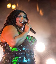 Lizzo performs on stage in July.
Mandatory Credit:	Joseph Okpako/WireImage/Getty Images