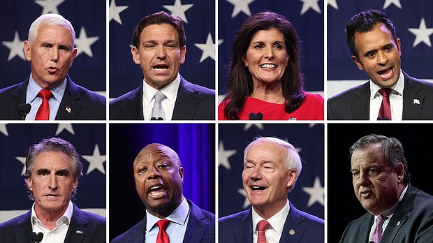 Eight Republicans have qualified for the party’s first 2024 presidential primary debate Wednesday night, the Republican National Committee announced Monday evening.
Mandatory Credit:	Scott Olson, Drew Angerer/Getty Images