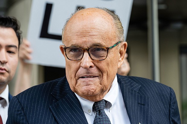 Rudy Giuliani, former lawyer to Donald Trump, exits federal court in Washington, DC, on May 19.
Mandatory Credit:	Eric Lee/Bloomberg/Getty Images